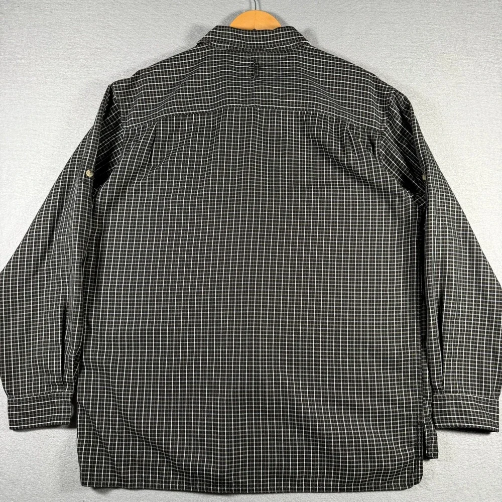 The North Face Mens Large Black White Grid Check Long Sleeve Button Down Shirt